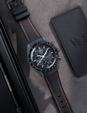Curved Vertech Rubber Strap - Black & Orange Stitches - OM Luxury